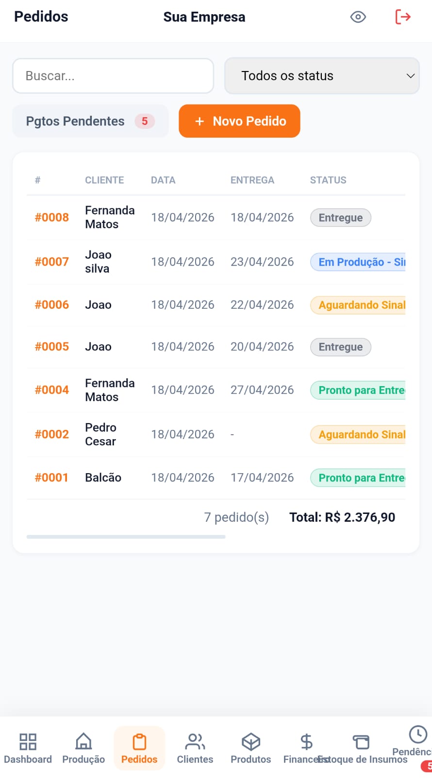 Pedidos Mobile